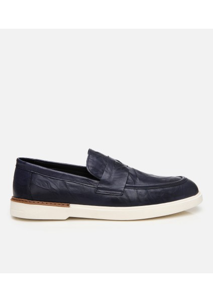 02AYH305440A680 ERKEK Deri Lacivert Ultra Hafif Tabanlı Klasik Loafer