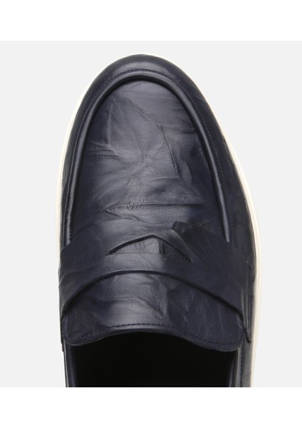 02AYH305440A680 ERKEK Deri Lacivert Ultra Hafif Tabanlı Klasik Loafer