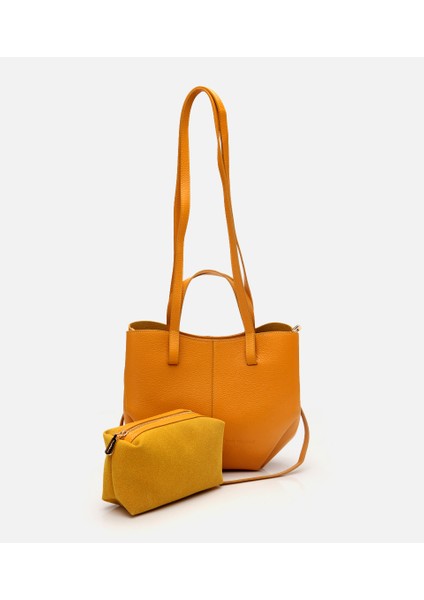03CAH310310A350 KADIN Deri Sarı Tote Çanta modelleri
