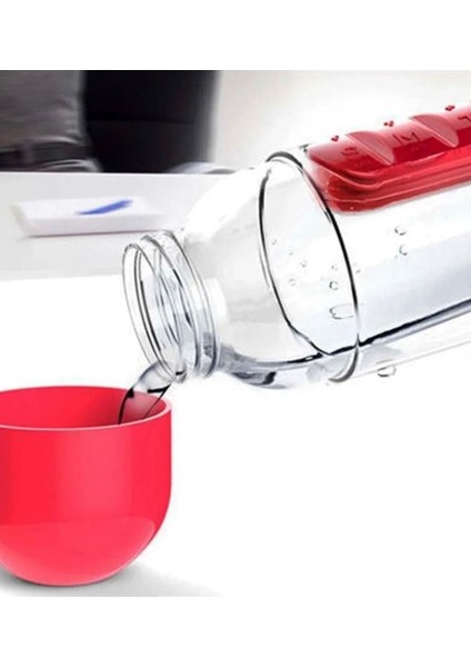 Renkli Ilaç Kutulu Matara Suluk 600ML 7 Günlük Hap Kutusu Organizer Spor Sızdırmaz Su Şişesi fırsatları