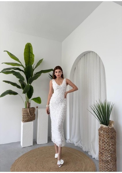 Kren Gül Detaylı Elbise