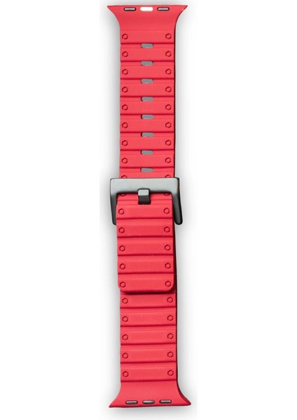 Apple Watch 42MM Magnus Mıknatıslı Silikon Kordon - Kırmızı Yktsn