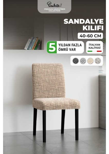 Sandalye kılıfı sandalye örtüsü mutfak sandalye koruma kılıfı seti (2 adet) -desenli bej