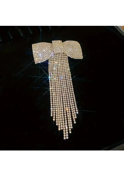 Gold Uzun Püsküllü Taşlı Şık Fiyonk Kadın Tokası fırsatları