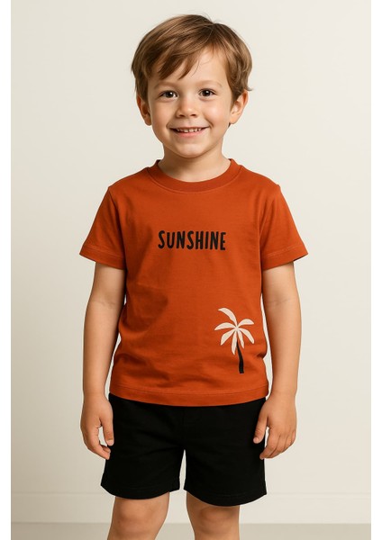 Erkek Çocuk Sunshine Baskılı Şortlu Takım