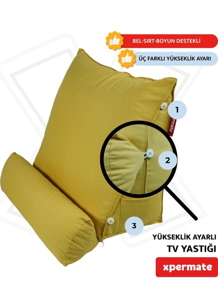 Tv Yastığı Boyun Bel ve Sırt Destekli Yastık Ameliyat Sonrası Yastık Hasta Yastığı Koyu Sarı modelleri