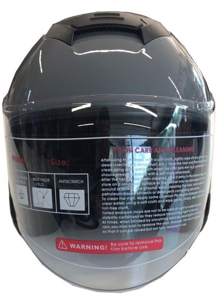 Yarım Açık Güneş Vizörlü Kask-Parlak Gri-Xl Beden