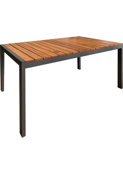 Alüminyum Iroko Tablalı Sehpa 60X90 cm H50 cm Antrasit