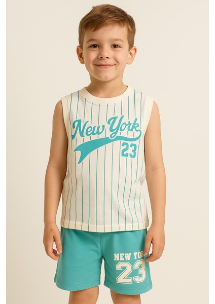 Erkek Çocuk New York Baskılı Kolsuz Şortlu Takım