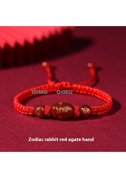 Yeni Kırmızı Akik Kutsama Bileziği Kırmızı Halat El Dokuması Iyi Şans Bileziği Bileklik (Yurt Dışından)