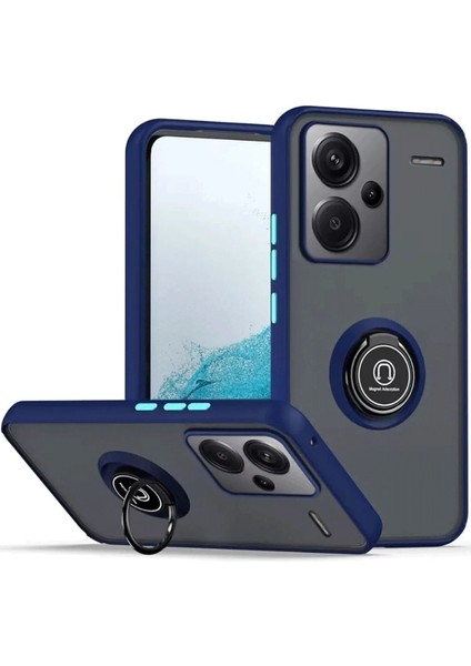 Xiaomi Redmi Note 13 Pro Plus Kılıf Montreal Yüzüklü Silikon Kapak - Lacivert Yktsn