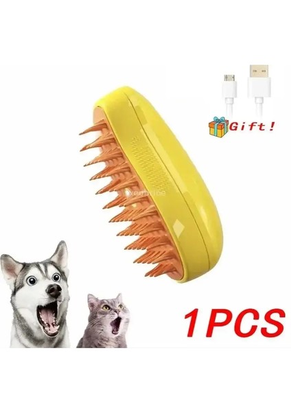 1-3pcs Kedi Tarak Buhar Fırçası, Masaj Için Elektrikli Püskürtücü Forcat Pet Tımar Aleti 3'ü 1 Elektrik Spreyinde Dökülme Masaj Tarakları Renk: 1pcs-Sarı (Yurt Dışından)