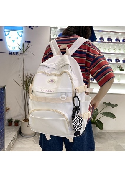 Yeni Moda Basit Öğrenci Sırt Çantası Kişiselleştirilmiş Rahat Trendy Okul Çantası Naylon Büyük Kapasiteli Sırt Çantası (Yurt Dışından) modelleri