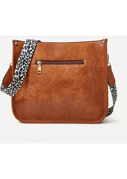 Crossbody Kadın Çantası Kadın Çantası 2023 Avrupa ve Amerika Moda Crossbody Leopar Desenli Omuz Büyük Kapasiteli Tote Çanta (Yurt Dışından)