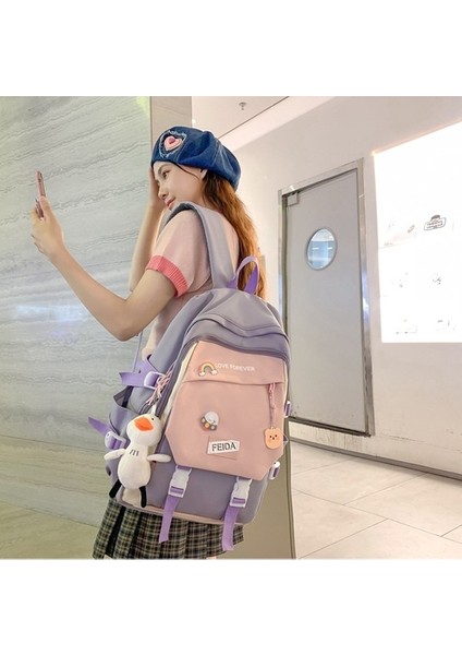 Okul Çantası Kadın Orta Okul Öğrencisi Sırt Çantası Ortaokul Öğrencisi Büyük Kapasiteli Sırt Çantası 4-6 Sınıf Okul Çantası Ortaokul Kız (Yurt Dışından) fırsatları