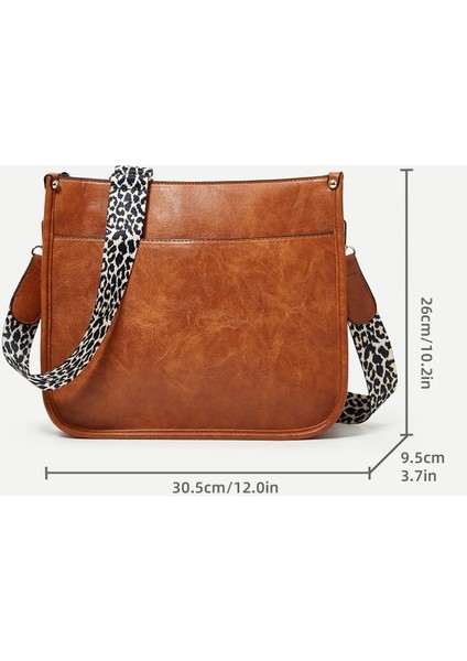 Crossbody Kadın Çantası Kadın Çantası 2023 Avrupa ve Amerika Moda Crossbody Leopar Desenli Omuz Büyük Kapasiteli Tote Çanta (Yurt Dışından)
