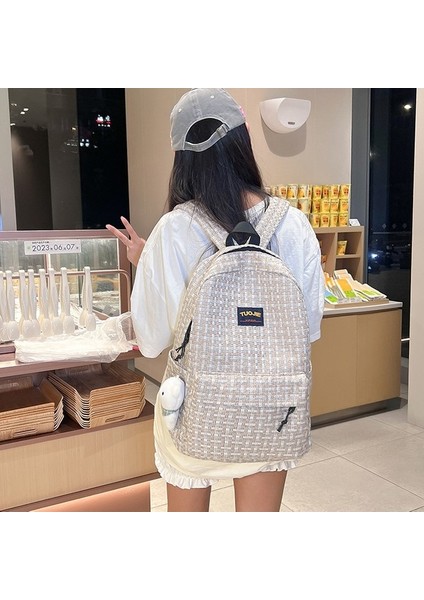 Sırt Ekose Öğrenci Seyahat Kadın Kore Versiyonu Büyük Kapasiteli Kampüs Kız Sırt Çantası (Yurt Dışından) modelleri