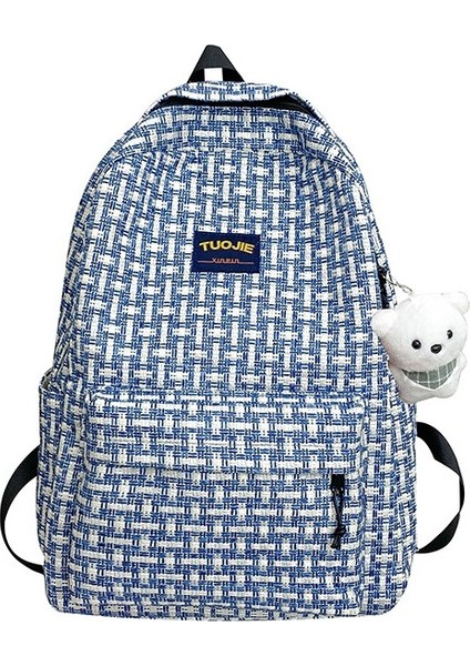 Sırt Ekose Öğrenci Seyahat Kadın Kore Versiyonu Büyük Kapasiteli Kampüs Kız Sırt Çantası (Yurt Dışından)