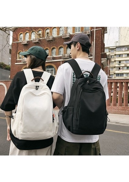 Üniversite Öğrencisi Okul Çantası Erkek 2023 Yeni Trend Düz Renk Eğlence Seyahat Sırt Çantası Basit Çift Sırt Çantası (Yurt Dışından) indirimleri