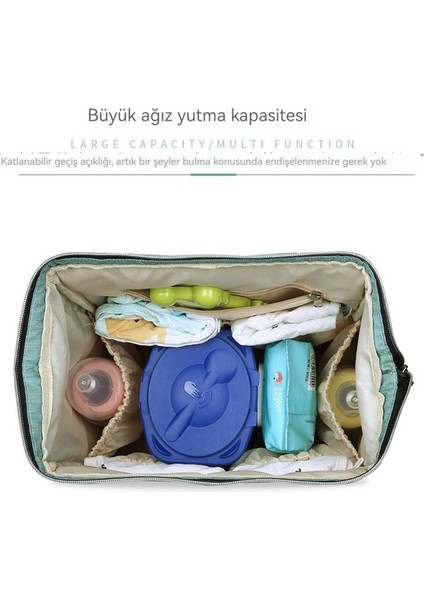 Çok Fonksiyonlu Sırt Çantası Anne Çantası Büyük Kapasiteli Çok Fonksiyonlu Anne Çantası Su Geçirmez Sırt Çantası Anne ve Bebek Gezi Çantası (Yurt Dışından)