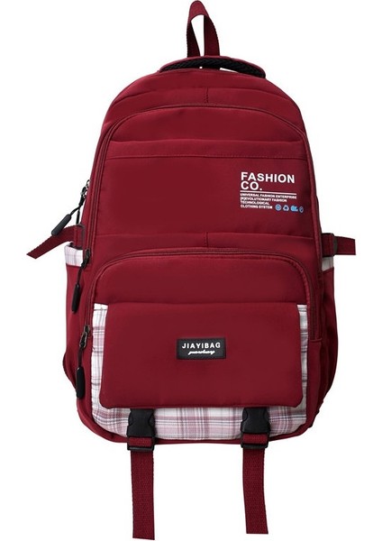 Sırt Kadın Kore Versiyonu Büyük Kapasiteli Lise Üniversite Öğrencileri Okul Ekose Seyahat Sırt Çantası (Yurt Dışından)