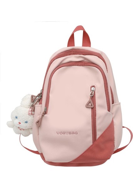 Ortaokul Öğrencilerinin Okul Kolej Tarzı Sevimli Kız Sırt Kore Versiyonu I Kampüs Kontrast Ekleme Sırt Çantası (Yurt Dışından)