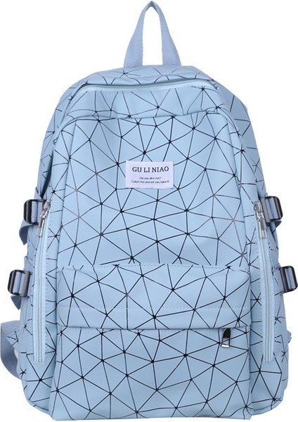 Pu Kaplı Geometrik Sırt Öğrenci Sırt Kadın Spor Sırt Çantası (Yurt Dışından)