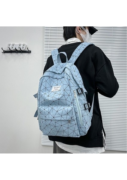 Pu Kaplı Geometrik Sırt Öğrenci Sırt Kadın Spor Sırt Çantası (Yurt Dışından) modelleri