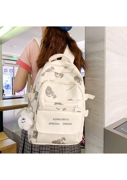 Üniversite Öğrencisi Okul Çantası Kadın Baskı Sevimli Ayı Ortaokul Öğrencisi Lise Öğrencisi Seyahat Sırt Çantası Büyük Kapasiteli Sırt Çantası (Yurt Dışından) modelleri