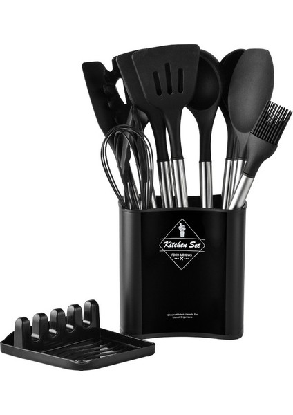 Paslanmaz Çelik Boru Sapı Silikon Mutfak Eşyası 13 Parçalı Set (Yurt Dışından)