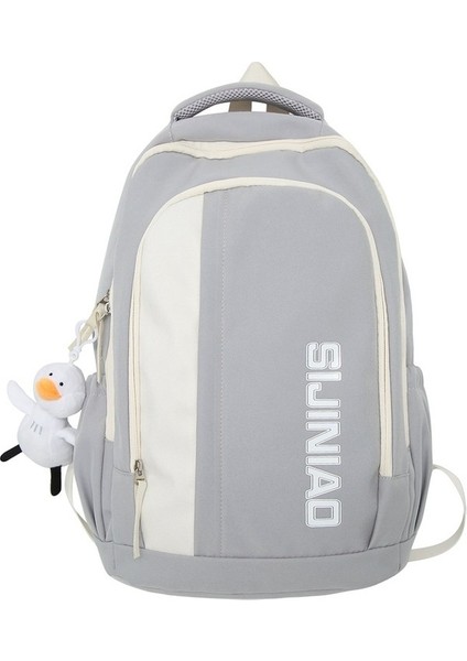 Moda Öğrenci Okul Çantası 2023 Yeni Rahat Basit Büyük Kapasiteli Sırt Çantası Mektup Sevimli Kolye Sırt Çantası (Yurt Dışından)