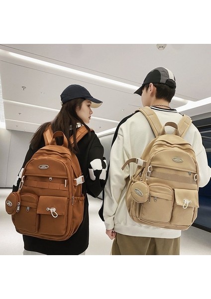 2023 Basit Moda Sırt Çantası Yeni Öğrenci Okul Çantası Erkek Moda Rahat Naylon Sırt Çantası (Yurt Dışından) modelleri