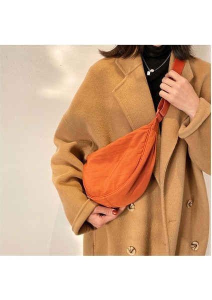 Küçük Çanta Kadın Çanta 2023 Moda Trend Kore Omuz Çanta Messenger Çanta Katı Renk Öğrenci Sanat Yarım Yuvarlak Çanta (Yurt Dışından) fiyatları