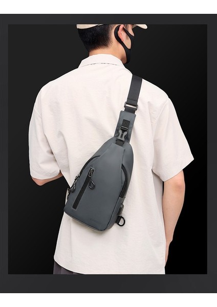 Erkek Çantası Açık Büyük Kapasiteli Erkek Göğüs Çantası Moda Basit Rahat Moda Tek Omuz Messenger Çanta (Yurt Dışından)