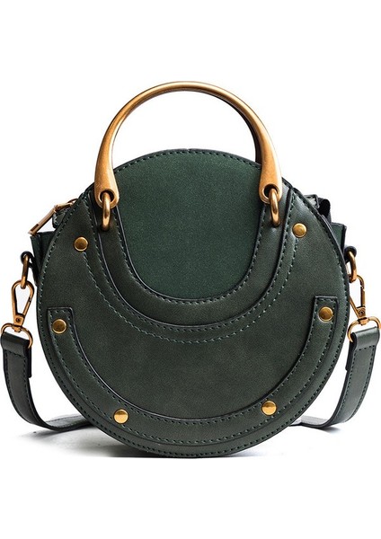 Saf Kadın Küçük Yuvarlak Çanta Moda Mat Dikiş Tek Omuz Messenger Debriyaj (Yurt Dışından)