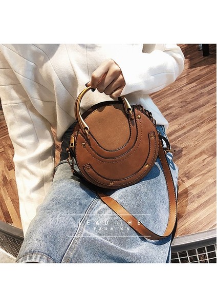 Saf Kadın Küçük Yuvarlak Çanta Moda Mat Dikiş Tek Omuz Messenger Debriyaj (Yurt Dışından) fırsatları