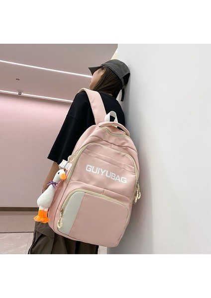 Sırt Çantası Kore Tarzı Moda Kontrast Renkli Naylon Büyük Kapasiteli Sırt Çantası Açık Hava Moda Ortaokul Öğrencisi Çift Okul Çantası Erkek (Yurt Dışından) modelleri