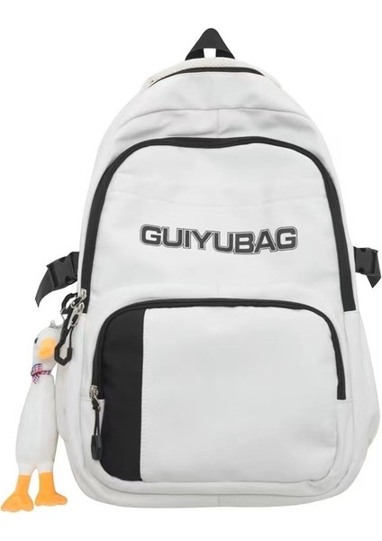 Sırt Çantası Kore Tarzı Moda Kontrast Renkli Naylon Büyük Kapasiteli Sırt Çantası Açık Hava Moda Ortaokul Öğrencisi Çift Okul Çantası Erkek (Yurt Dışından)