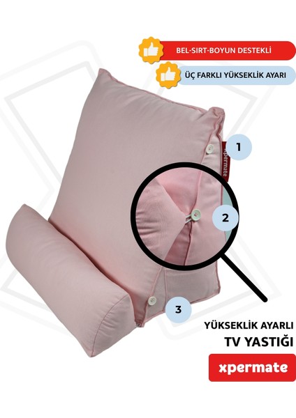 Tv Yastığı Boyun Bel ve Sırt Destekli Yastık Ameliyat Sonrası Yastık Hasta Yastığı Toz Pembe modelleri