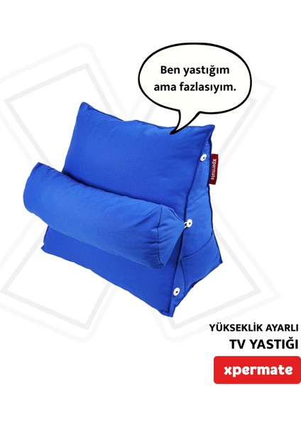 Tv Yastığı Boyun Bel ve Sırt Destekli Yastık Ameliyat Sonrası Yastık Hasta Yastığı Koyu Mavi
