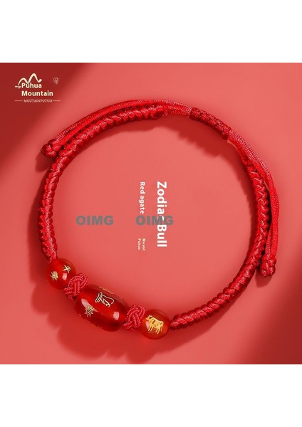 Yeni Kırmızı Akik Kutsama Bileziği Kırmızı Halat El Dokuması Iyi Şans Bileziği Bileklik (Yurt Dışından)