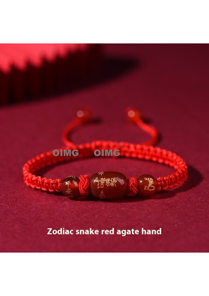 Yeni Kırmızı Akik Kutsama Bileziği Kırmızı Halat El Dokuması Iyi Şans Bileziği Bileklik (Yurt Dışından)