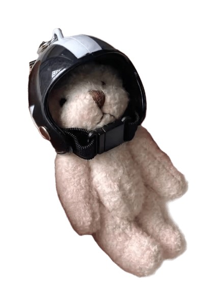 Güzel Kasklı Ayı Charm Anahtarlıklar Y2K Peluş Süs Kolye Araba Anahtarlık Sırt Çantası Dekorasyon Çanta Charm Takırenk: Beyaz A (Yurt Dışından)