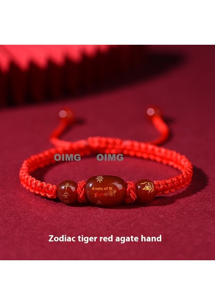Yeni Kırmızı Akik Kutsama Bileziği Kırmızı Halat El Dokuması Iyi Şans Bileziği Bileklik (Yurt Dışından)