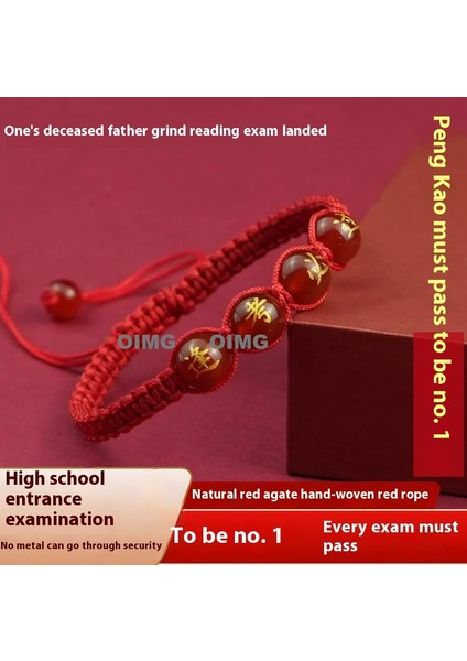 Yeni Kırmızı Akik Kutsama Bileziği Kırmızı Halat El Dokuması Iyi Şans Bileziği Bileklik (Yurt Dışından)