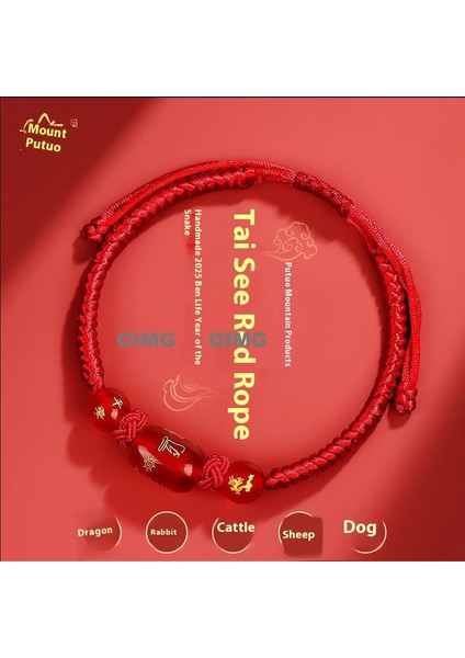 Yeni Kırmızı Akik Kutsama Bileziği Kırmızı Halat El Dokuması Iyi Şans Bileziği Bileklik (Yurt Dışından)