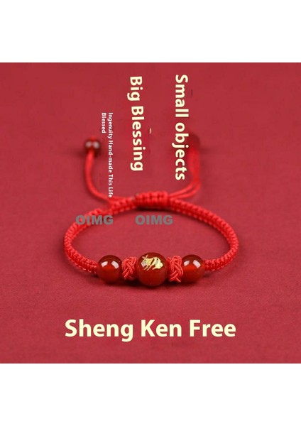 Yeni Kırmızı Akik Kutsama Bileziği Kırmızı Halat El Dokuması Iyi Şans Bileziği Bileklik (Yurt Dışından)