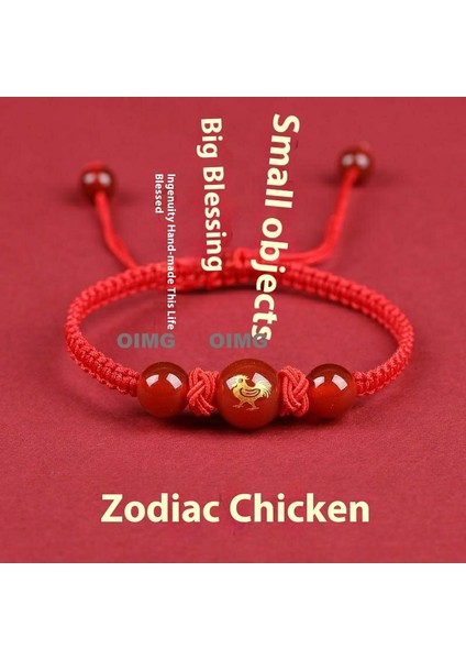 Yeni Kırmızı Akik Kutsama Bileziği Kırmızı Halat El Dokuması Iyi Şans Bileziği Bileklik (Yurt Dışından)