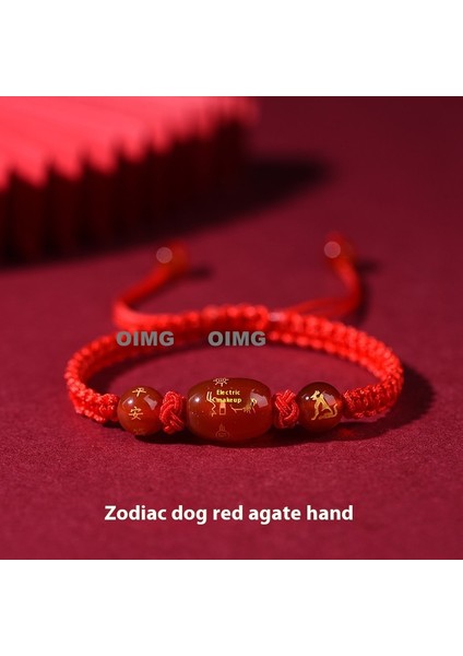 Yeni Kırmızı Akik Kutsama Bileziği Kırmızı Halat El Dokuması Iyi Şans Bileziği Bileklik (Yurt Dışından)