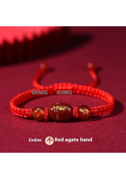Yeni Kırmızı Akik Kutsama Bileziği Kırmızı Halat El Dokuması Iyi Şans Bileziği Bileklik (Yurt Dışından)